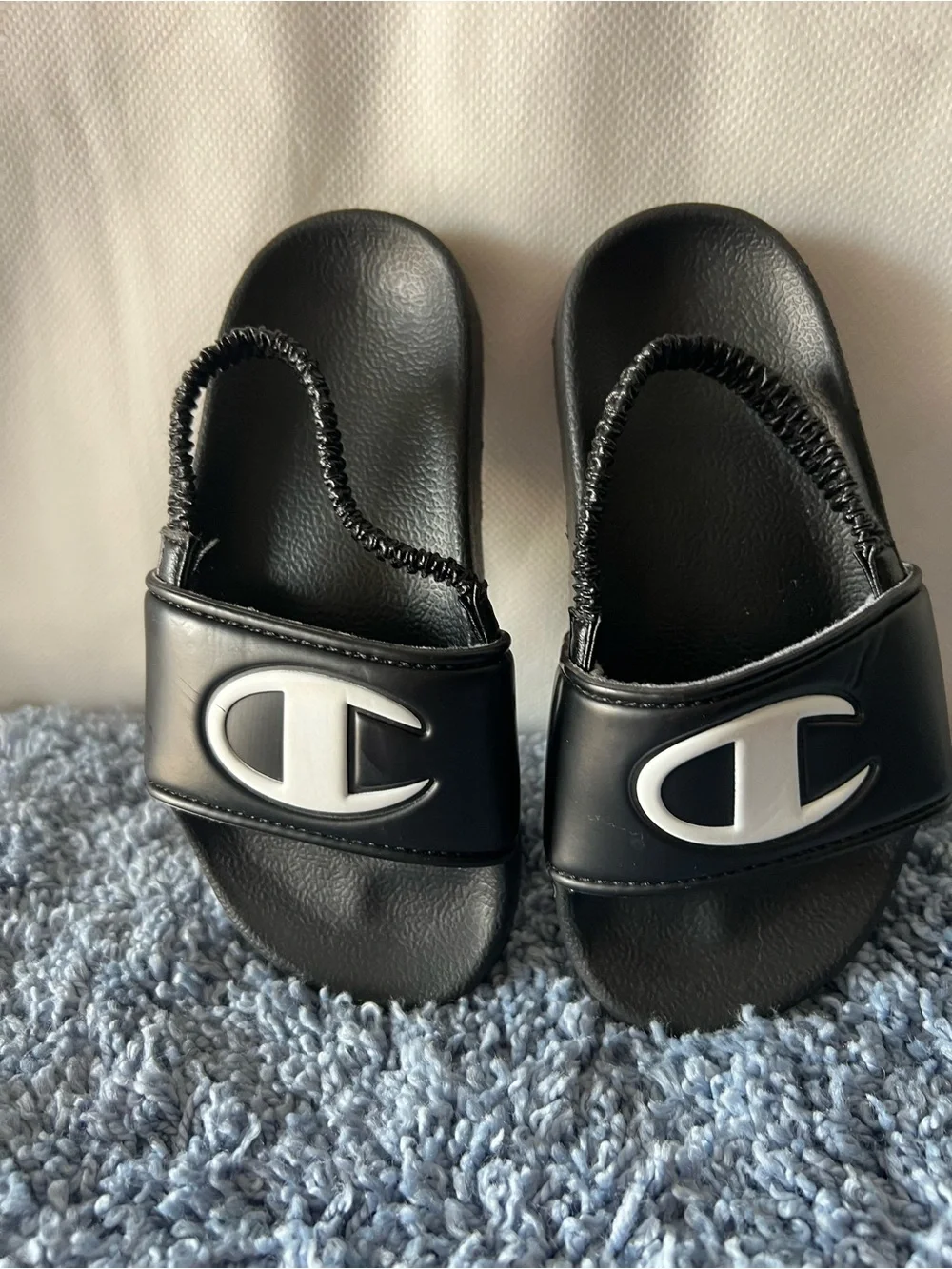Champion Black Kids' Slide Sandals with White Logo Accent